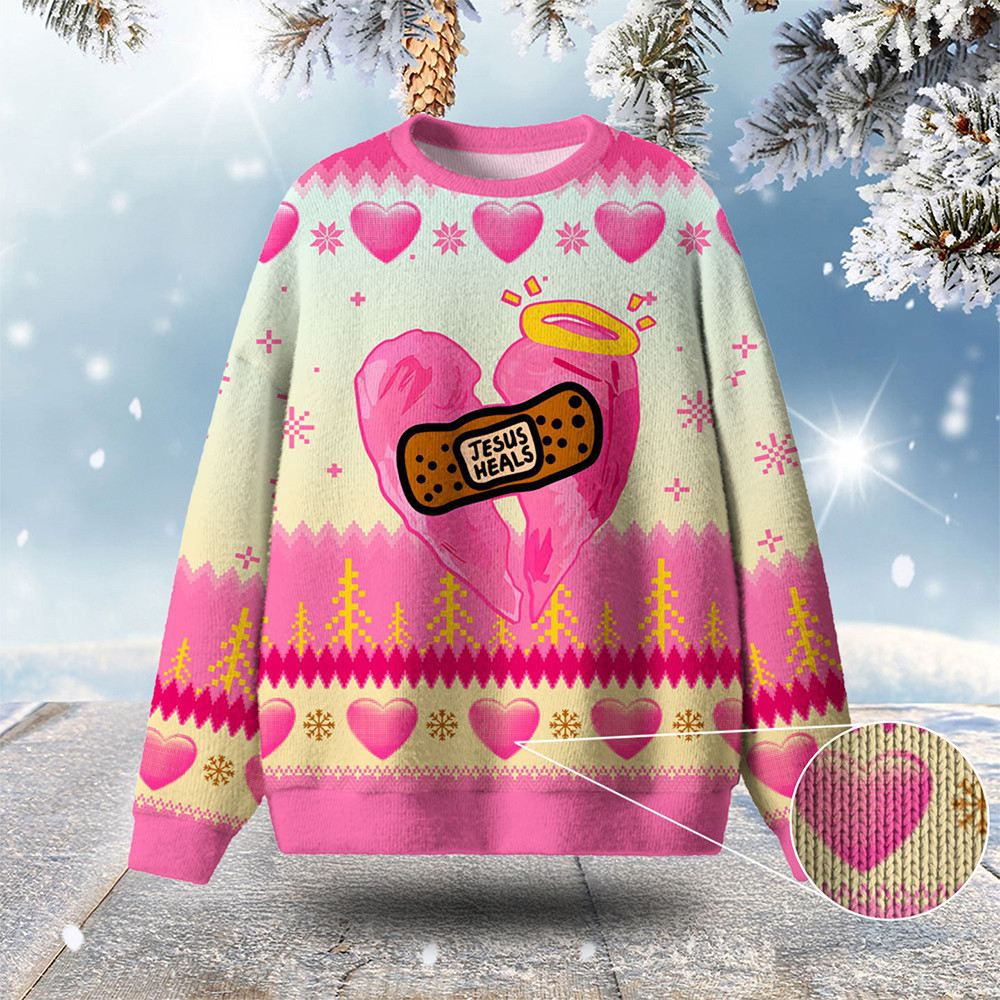 Jesus Heals Ugly Christmas Sweater Christian Themed Religious Christmas Gifts