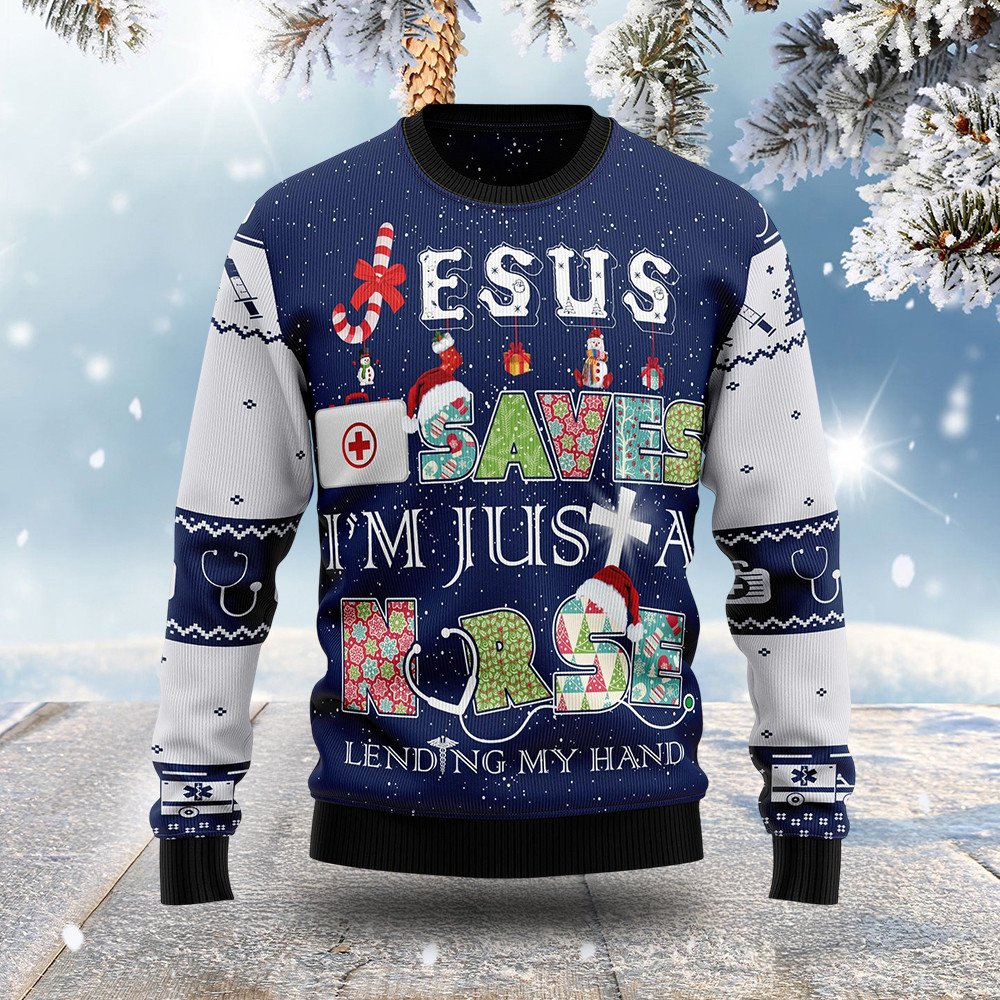 Jesus I'm Landing My Hand Ugly Christmas Sweater Christmas Outfit Xmas Santa Gifts