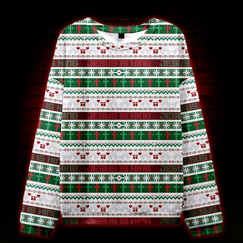 Jesus Is King Design Ugly Christmas Sweater Xmas Apparel Best Gifts For Christians
