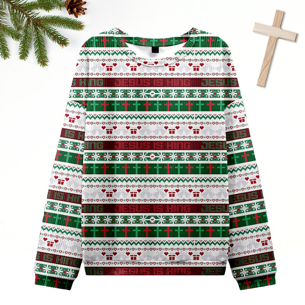 Jesus Is King Design Ugly Christmas Sweater Xmas Clothing Gifts For Jesus Lovers