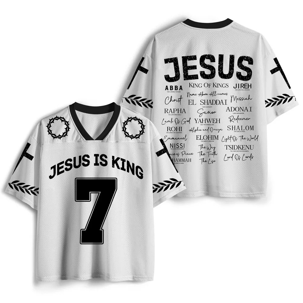 Jesus Is King Graphic Mesh Jersey Shirt Christian Faith Shirt King Of Kings Best Gift For Believers
