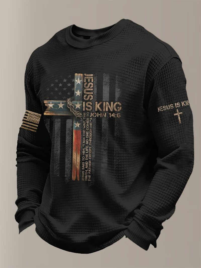 Jesus Is King Long Sleeve Shirt John 14 6 Christian Faith Apparel Patriotic USA Best Gift For Believers