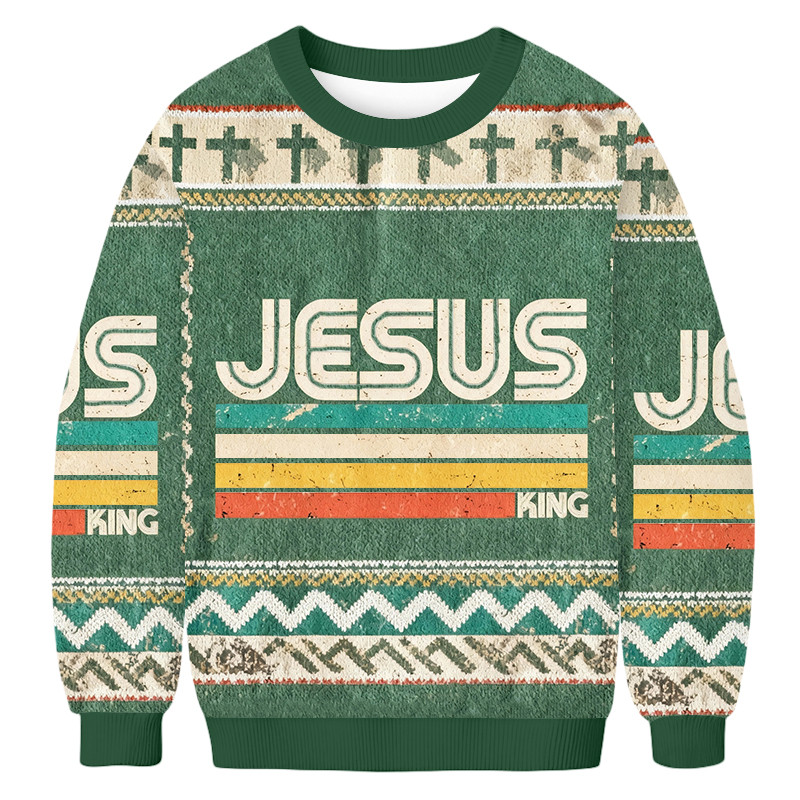 Jesus Is King Ugly Sweater Holiday Clothing Christian Themed Religious Gift Ideas