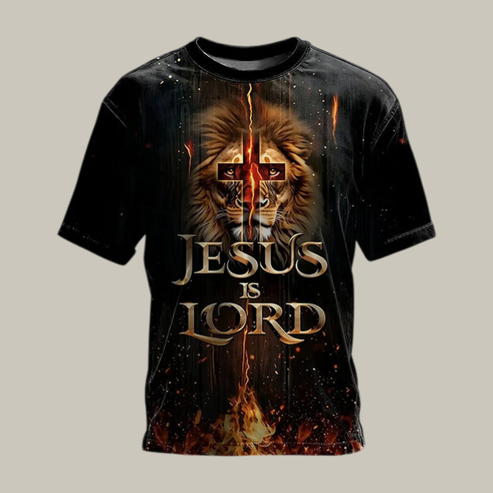 Jesus Is Lord Lions Graphic T-Shirt Faith In Jesus Shirt Present For Christians