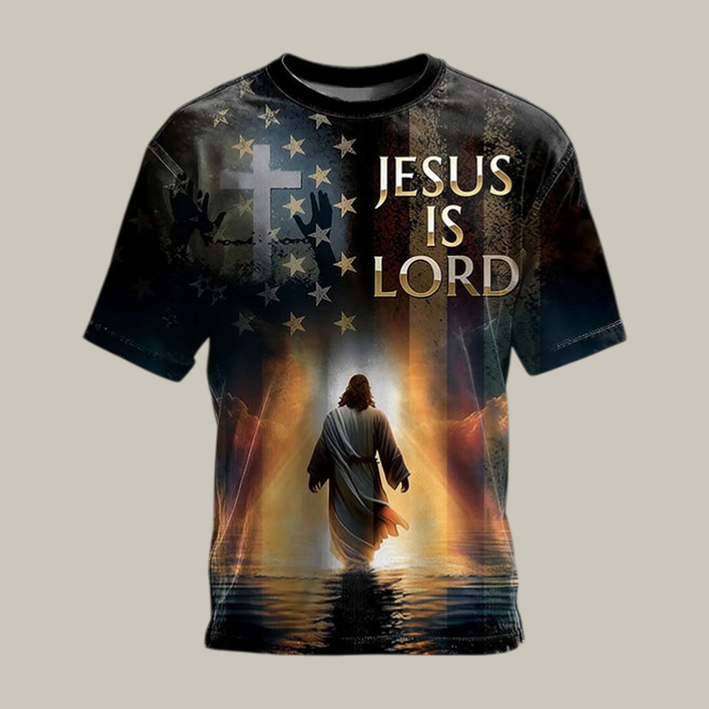 Jesus Is Lord T-Shirt Faith Over Fear Shirt Religious Gift For Father's Day