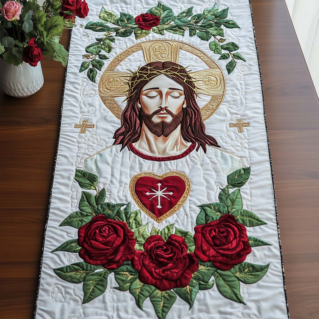 Jesus Is Love Quilted Table Runner Elegant Christmas Table Runners Christian Birthday Presents