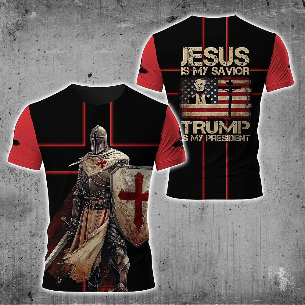 Jesus Is My Savior Trump Is My President Jesus T-Shirt Trump 45 47 T-Shirt Dad Gifts