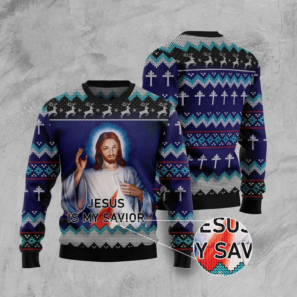 Jesus Is My Savior Ugly Christmas Sweater Funny Ugly Christmas Sweater Gifts For Couples