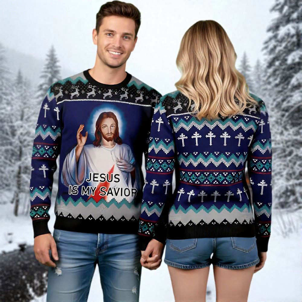 Jesus Is My Savior Ugly Christmas Sweater Holiday Apparel Christian Christmas Gifts