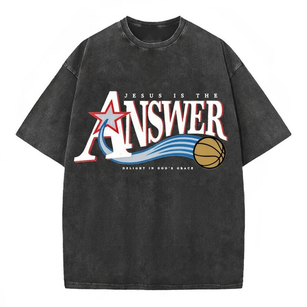 Jesus Is The Answer Christian Graphic T-Shirt Basketball Faith Shirt Dark Best Gift