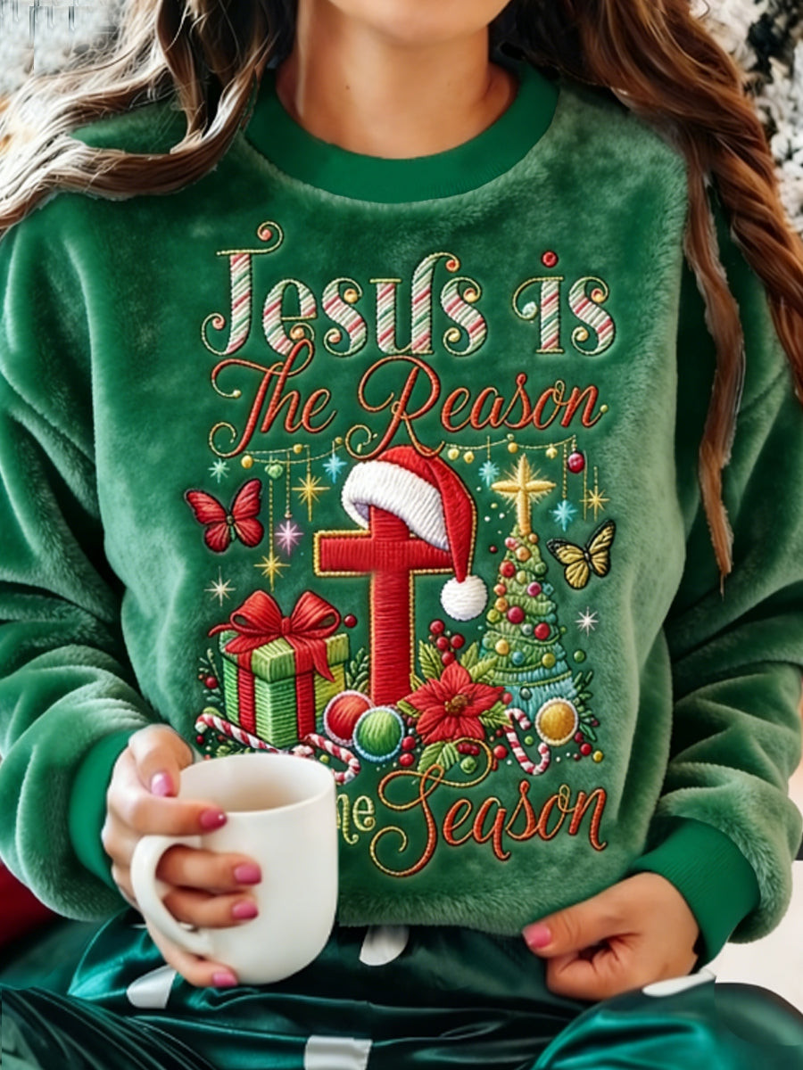 Jesus Is The Reason Christmas Sweatshirt Christian Holiday Pullover Gift For Women