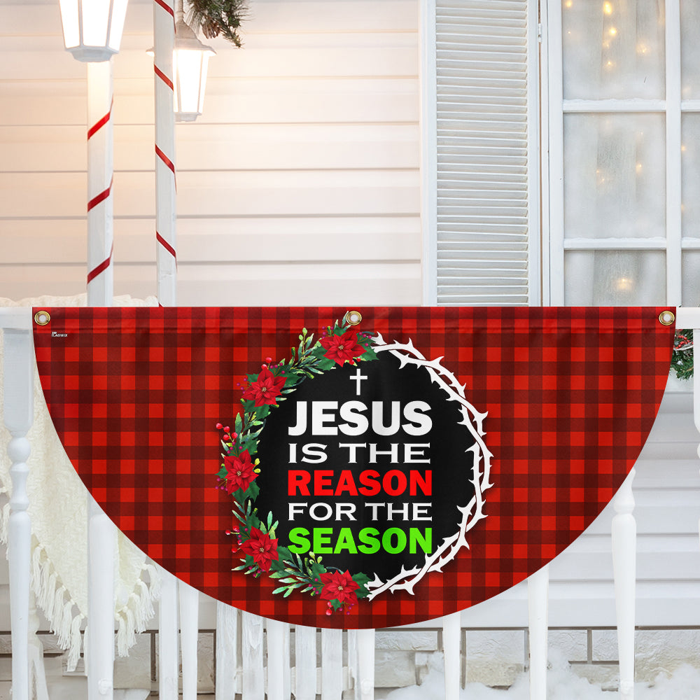 Jesus Is The Reason For The Season Christmas Non Pleated Fan Flag Christmas 2025