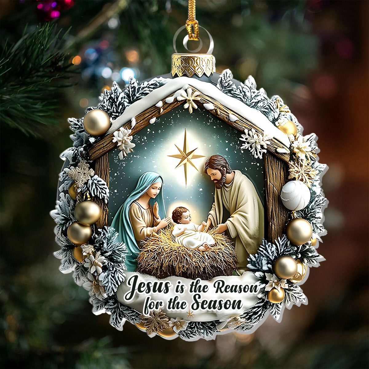 Jesus Is The Reason For The Season Christmas Ornament Nativity Ornament Christian Gift