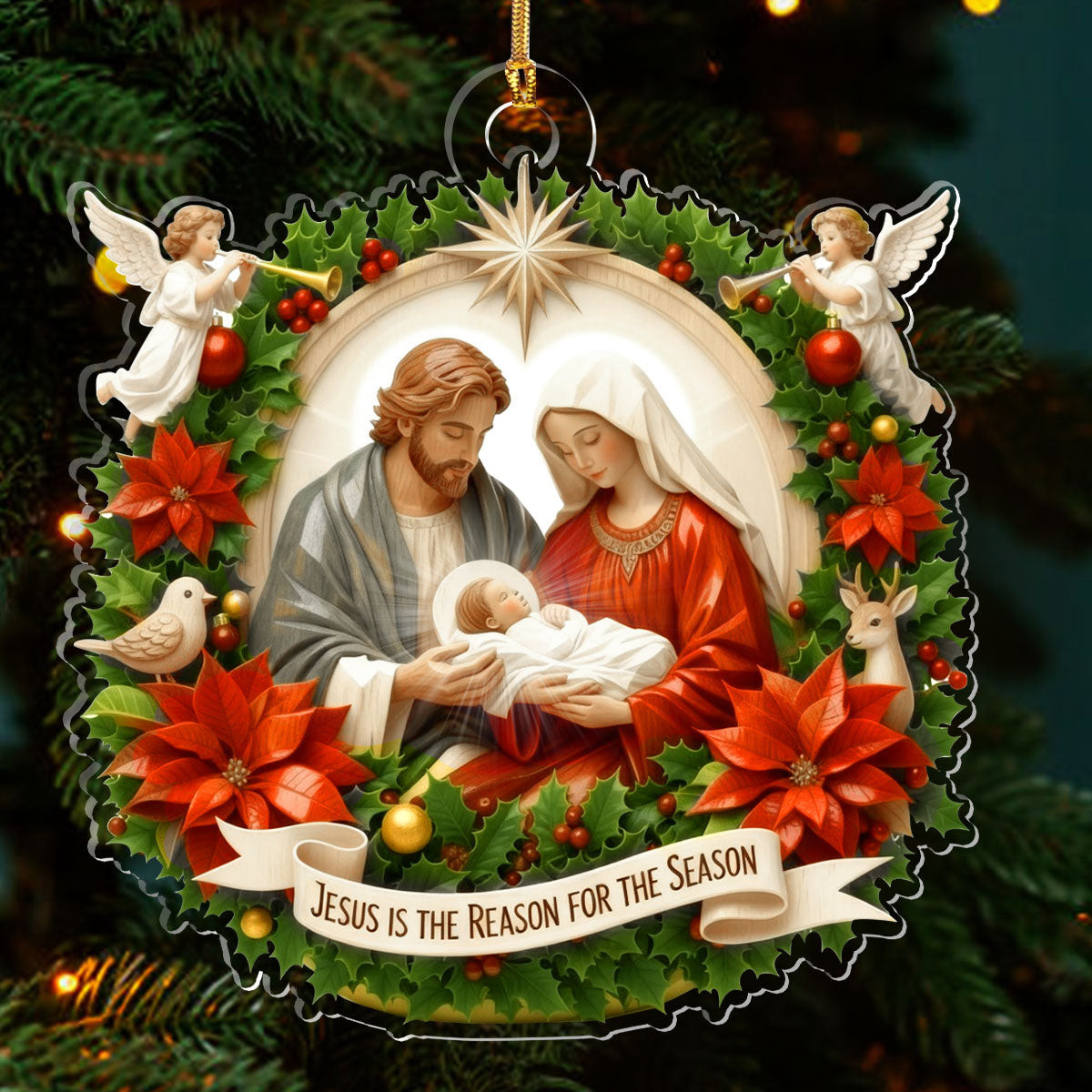 Jesus Is The Reason For The Season Christmas Ornament Nativity Ornament Christian Gifts