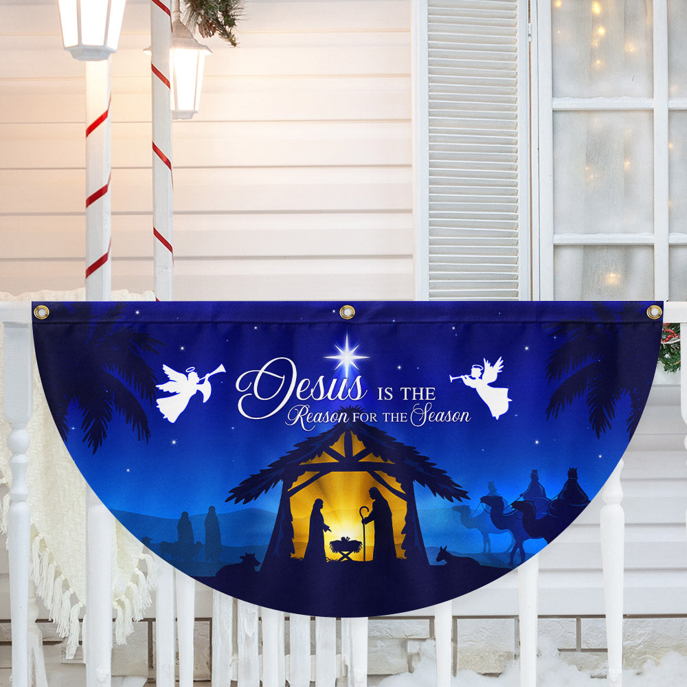 Jesus Is The Reason For The Season Fan Flag Non Pleated Christmas Decor 3 Da