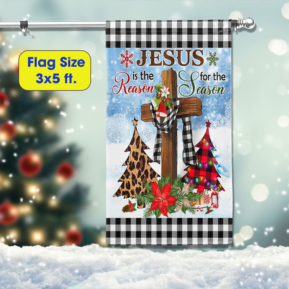 Jesus Is The Reason For The Season Religious Cross Christmas Flag
