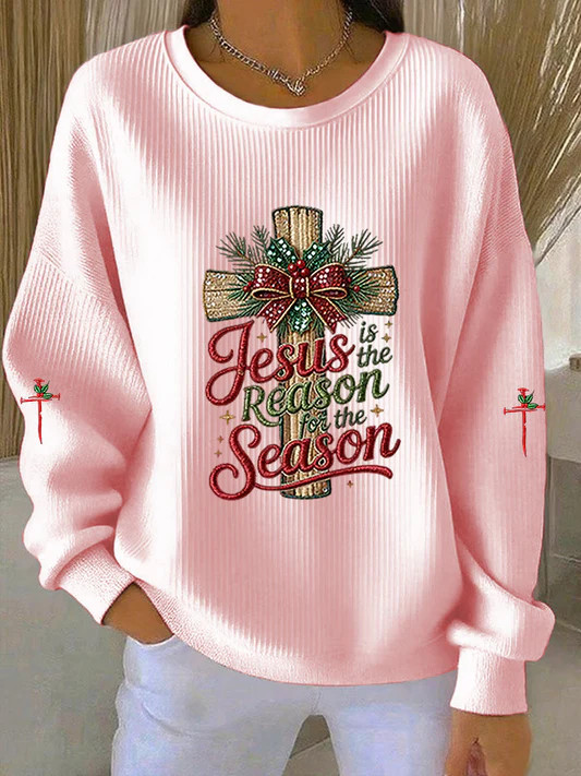 Jesus Is The Reason For The Season Sweatshirt Womens Christmas Apparel Xmas Gifts For Christian