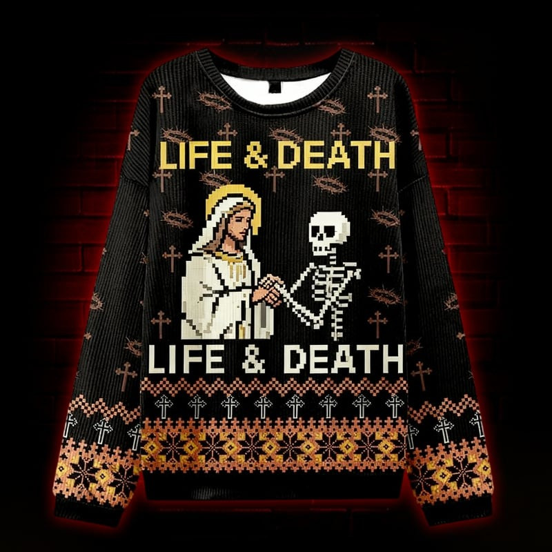 Jesus Life And Death Ugly Christmas Sweater Unique Xmas Jumpers Presents For Her