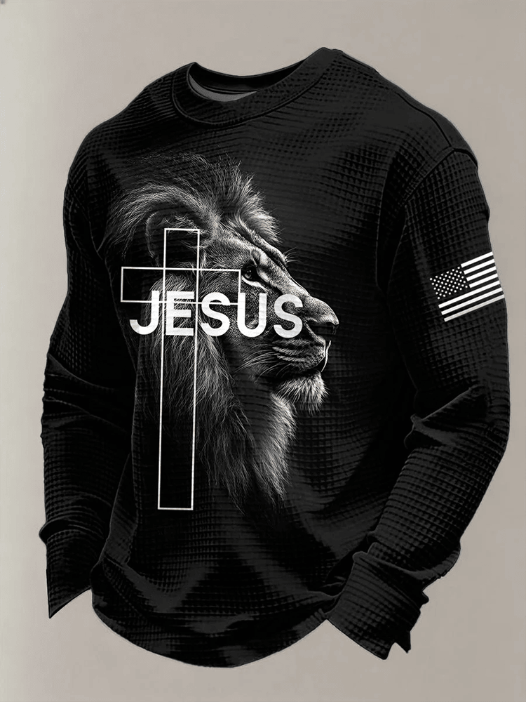 Jesus Lion USA Flag Long Sleeve Shirt Clothing Unique Christian Gifts For Him