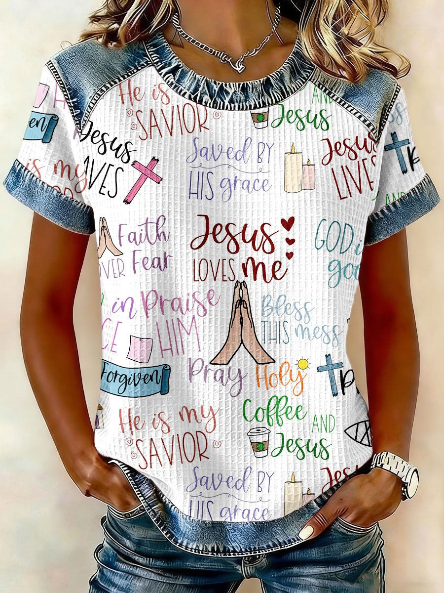 Jesus Loves Me Waffle Long Sleeve Shirt Faith Christian Clothing Gift For Women