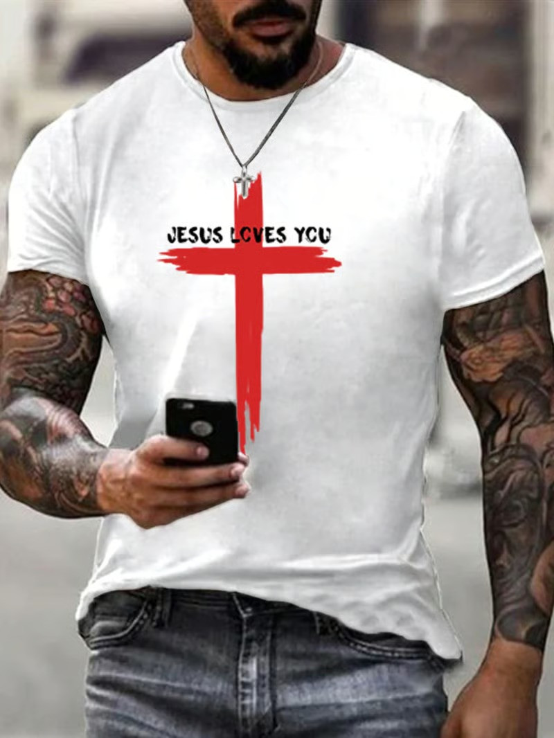 Jesus Loves You T-Shirt Christian Faith Cross Apparel Inspirational Tee Best Gift For Believers