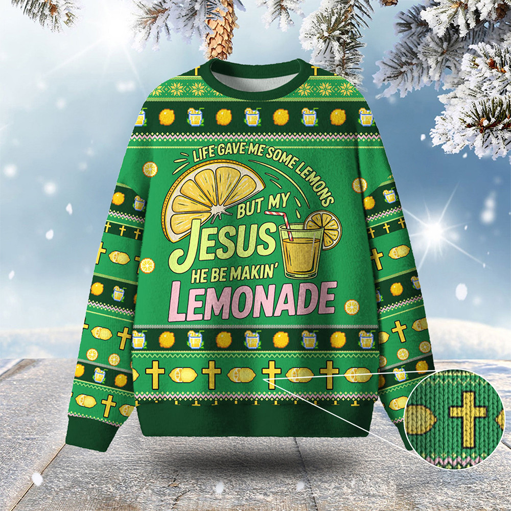 Jesus Makin Lemonade Ugly Christmas Sweater Winter Apparel Funny Jesus Christmas Sweaters