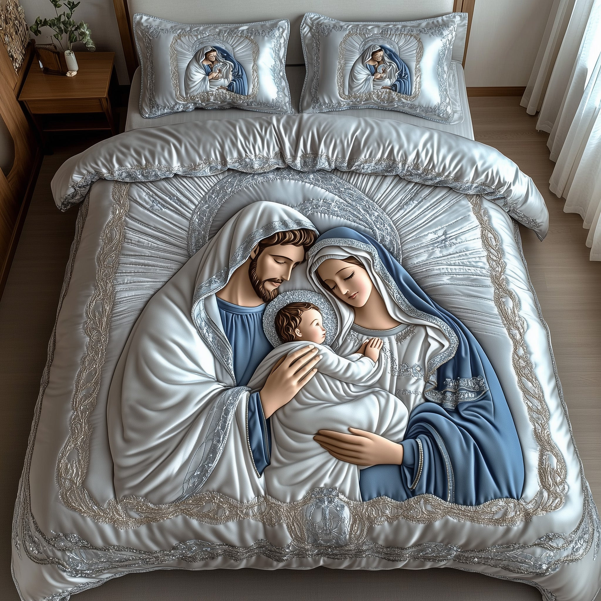 Jesus Nativity Quilted Bedding Set The Coming Of Christ Faith Christmas Gifts For Christians