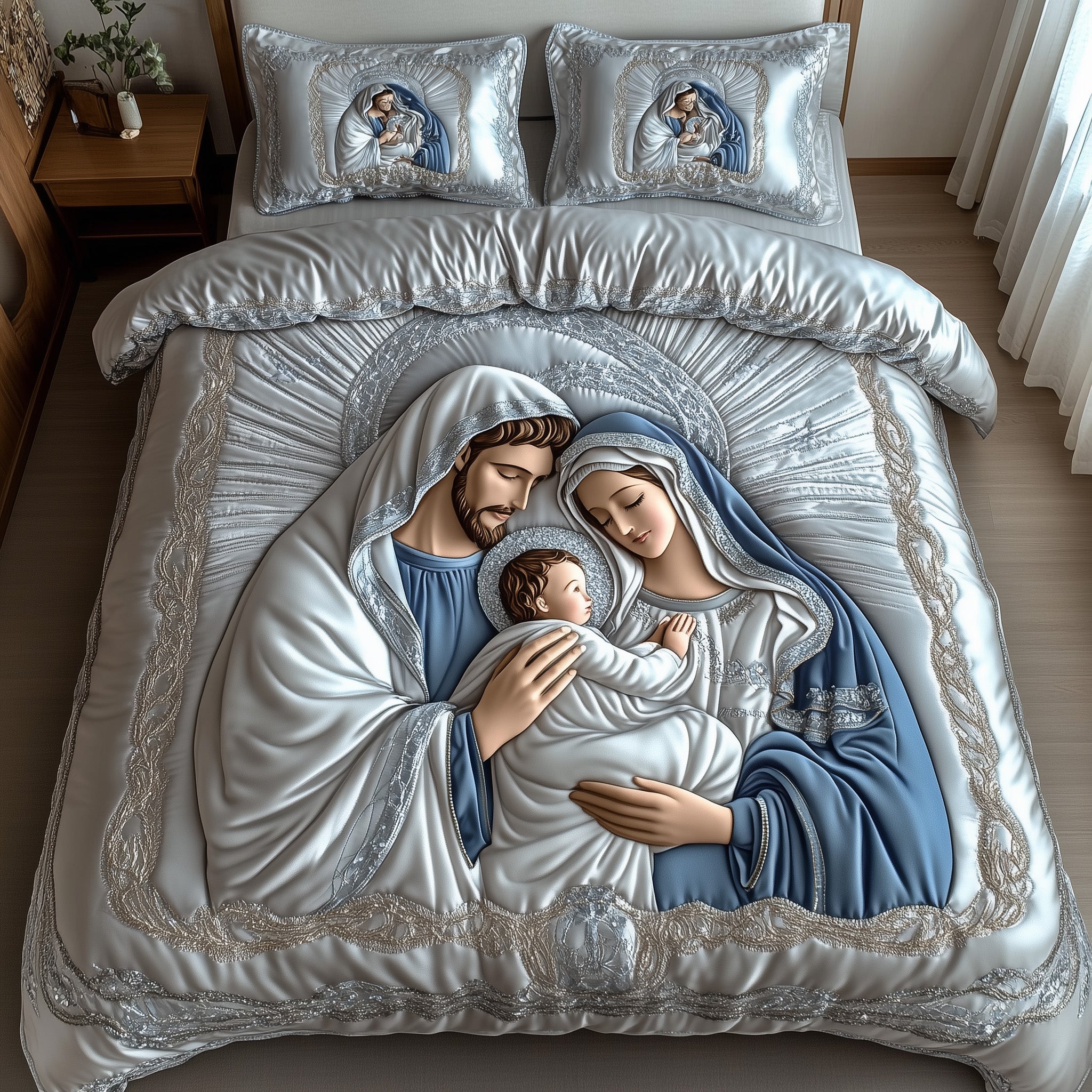 Jesus Nativity Quilted Bedding Set The Coming Of Christ Faith Christmas Gifts For Christians