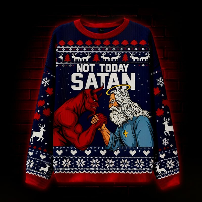 Jesus Not Today Satan Ugly Christmas Sweater Funny Christmas Jumpers Gifts For Him