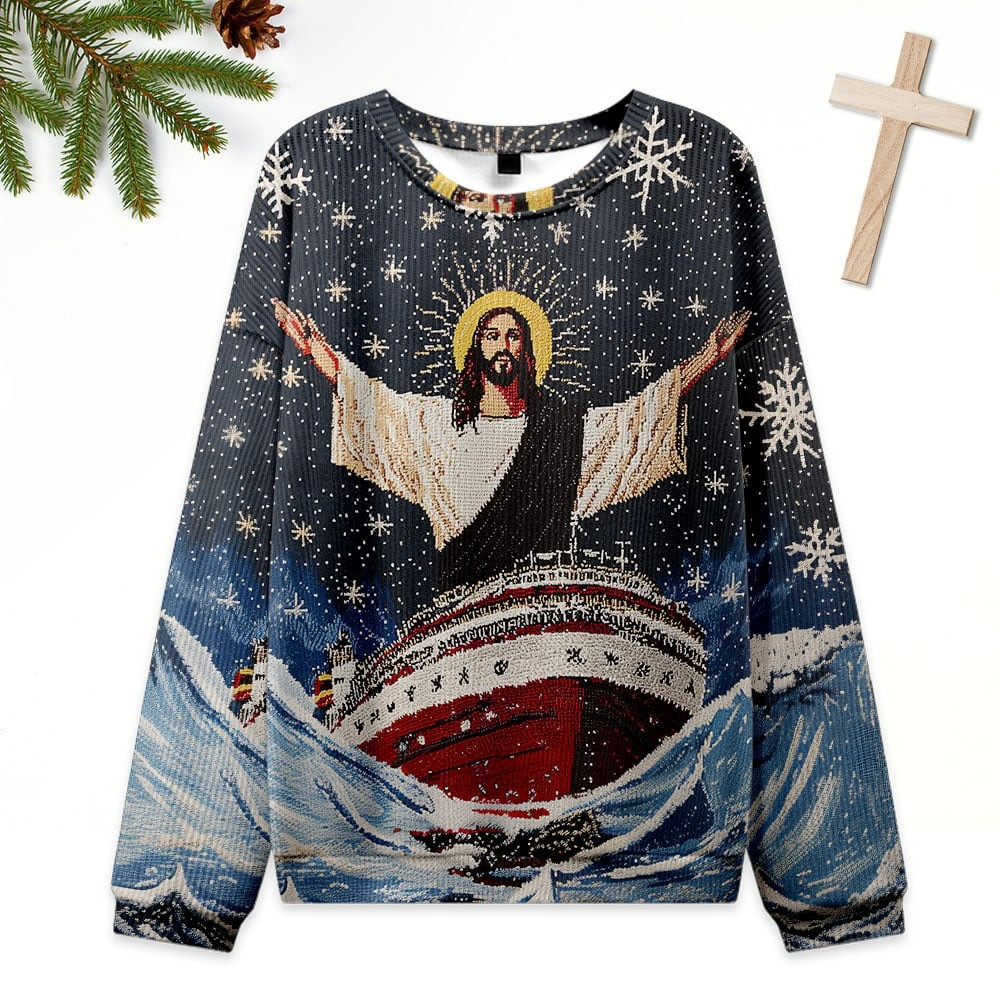 Jesus On A Cruise Ugly Christmas Sweater Cozy Clothing Xmas Gifts For Christians