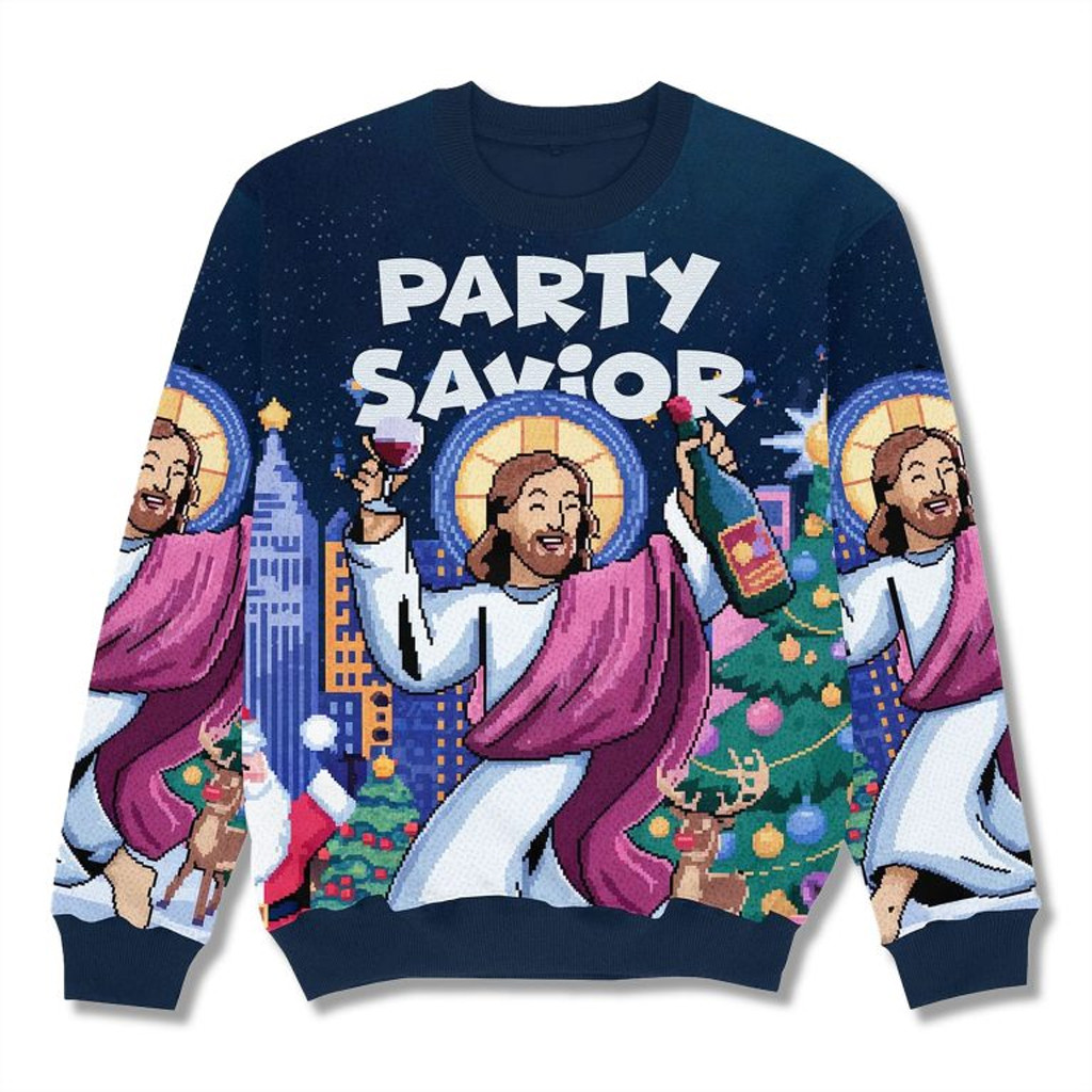 Jesus Party Savior Christmas Ugly Sweater Funny Xmas Clothing Best Christmas Gifts For Husband