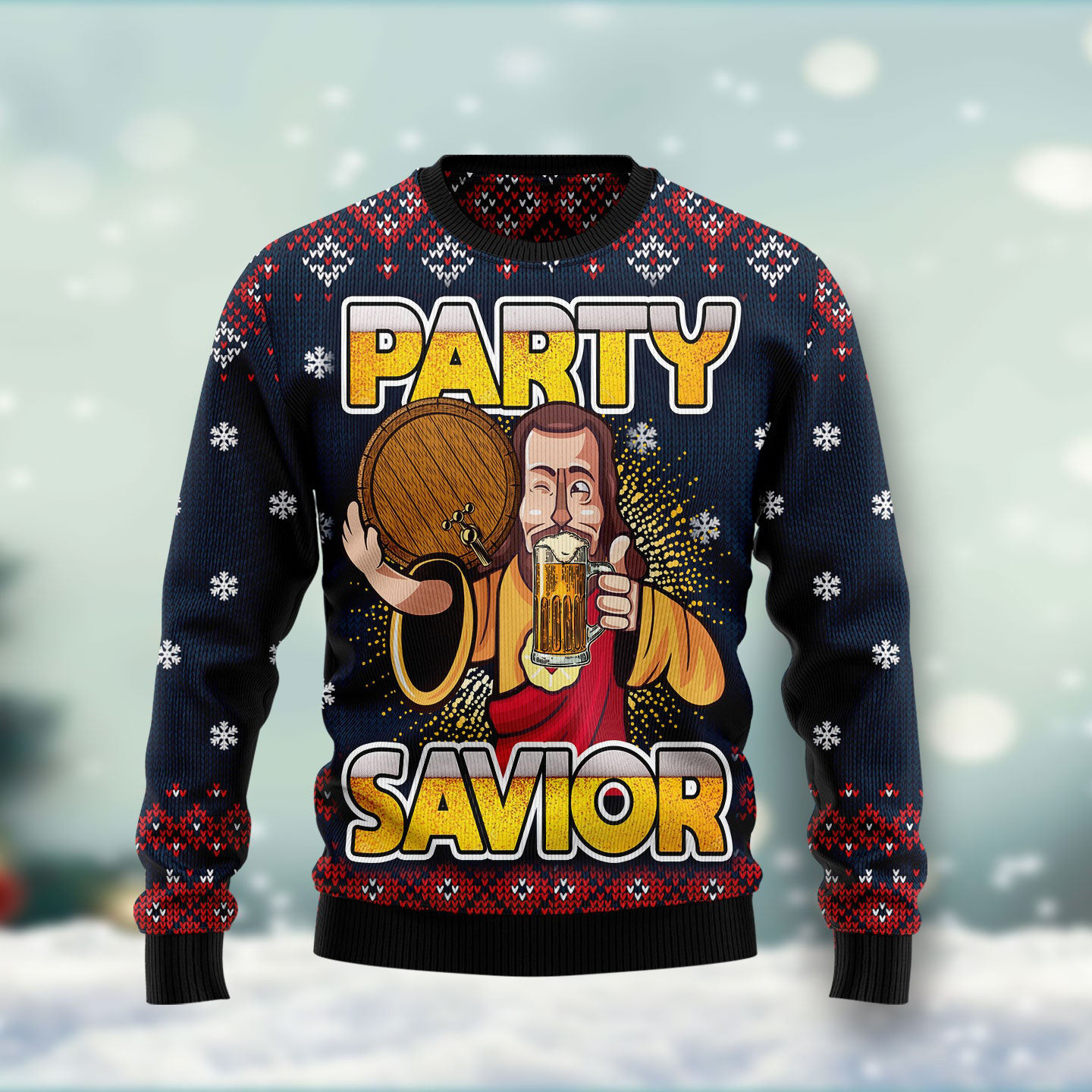 Jesus Party Savior Ugly Christmas Sweater Funny Christmas Jumpers Men's