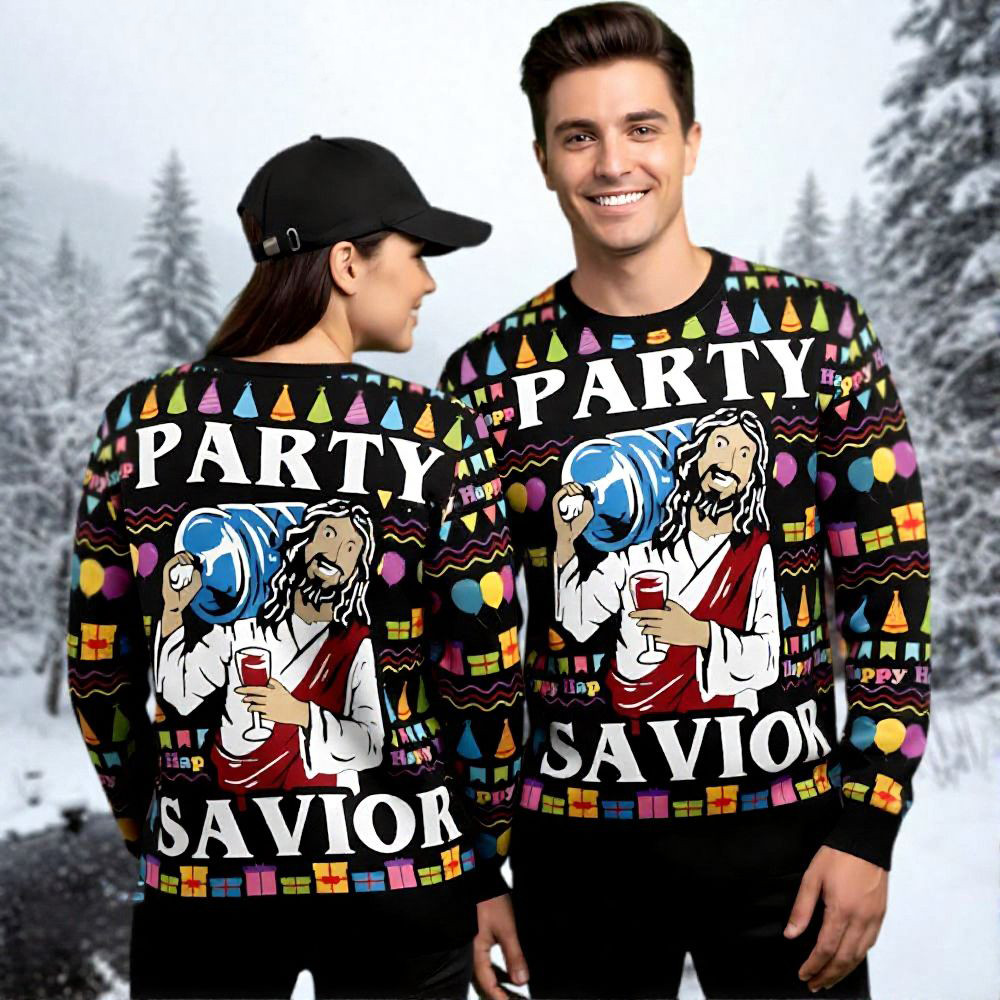 Jesus Patry Savior Ugly Christmas Sweater Christians Themed Christmas Gifts For Him