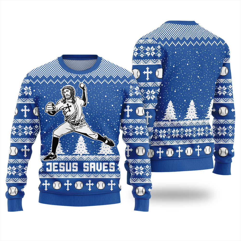 Jesus Playing Baseball Womens Ugly Christmas Sweater Trendy Winter Sweatshirt for Cozy Moments