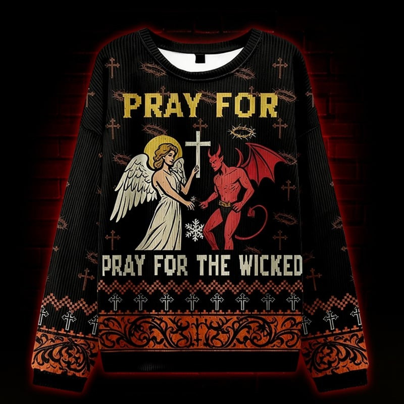 Jesus Pray For The Wicked Ugly Christmas Sweater Adult Humour Xmas Jumpers Gifts