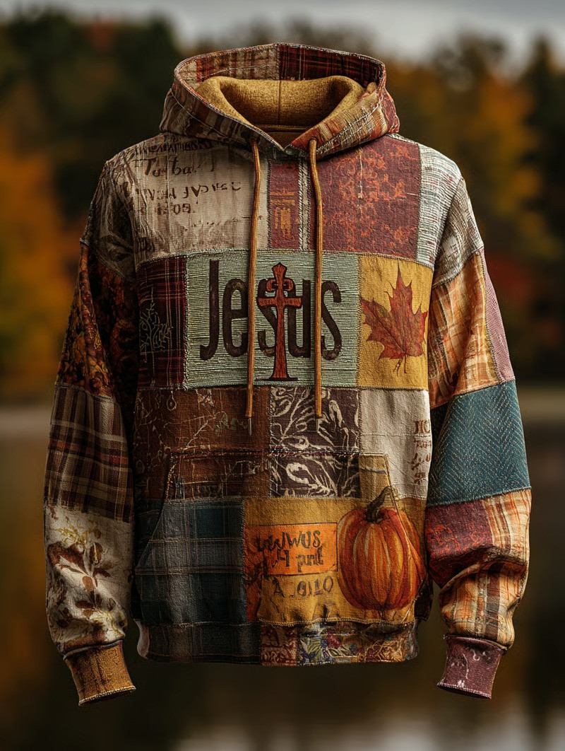 Jesus Pumpkin Autumn Harvest Hoodie Christian Fall Faith Apparel Quilt Pattern Cozy Gift Believers