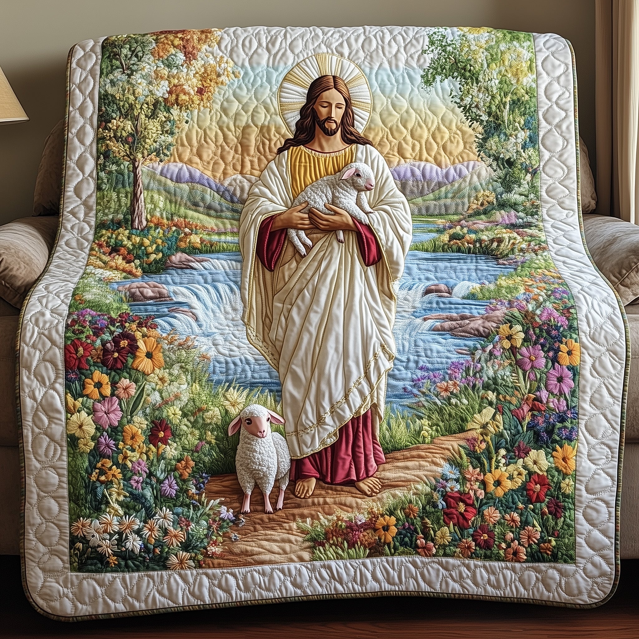 Jesus Quilted Blanket Cute Cozy BlanketEaster Gifts For Adults Holiday