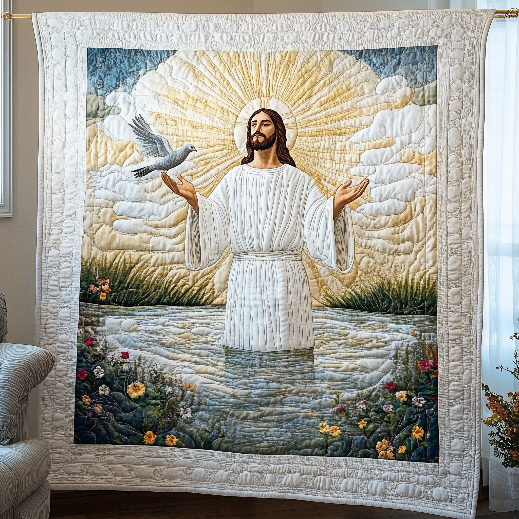 Jesus Quilted Blanket Cute Soft BlanketEaster Gifts For Family Holiday