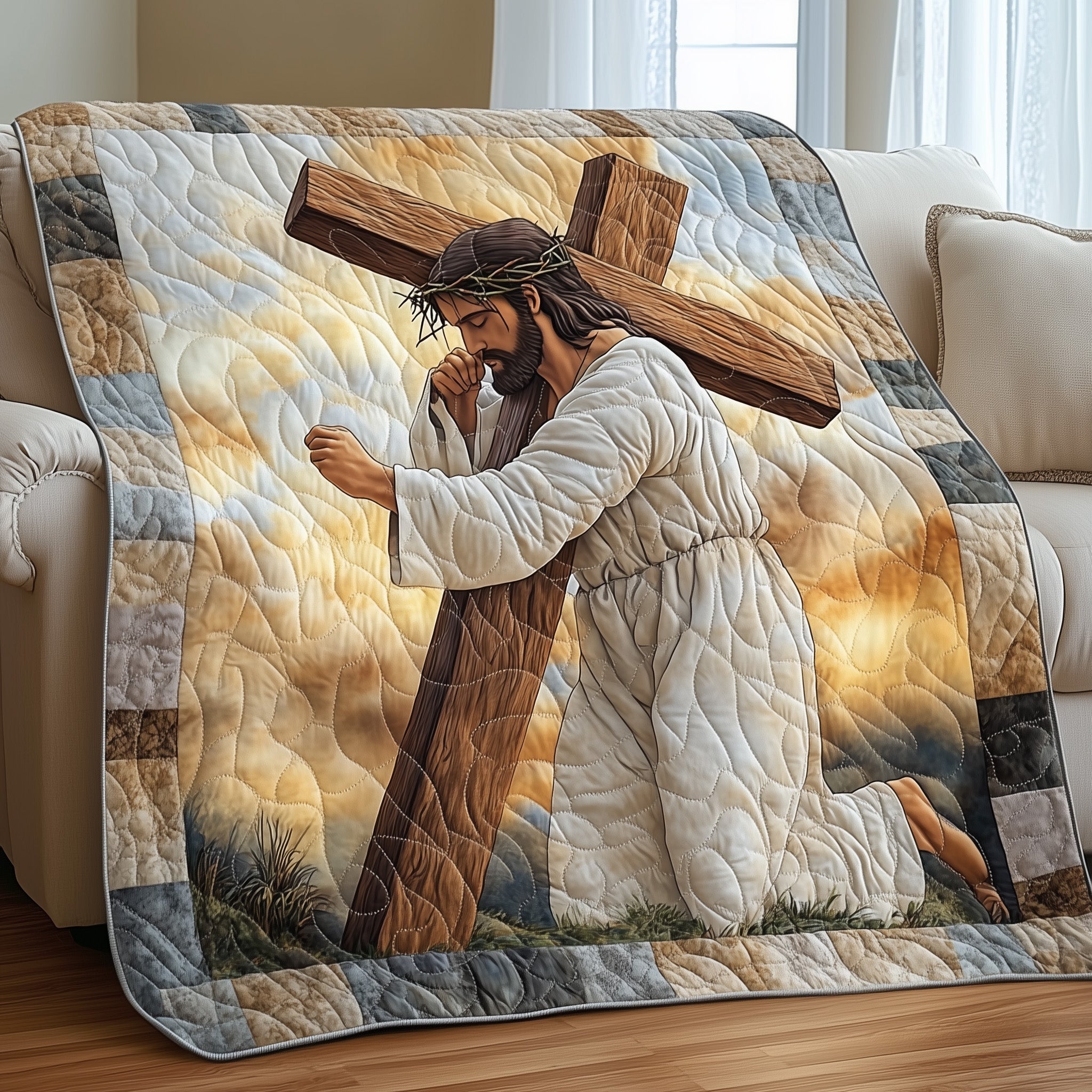 Jesus Quilted Blanket Cute Soft BlanketFaith Based Easter Gifts