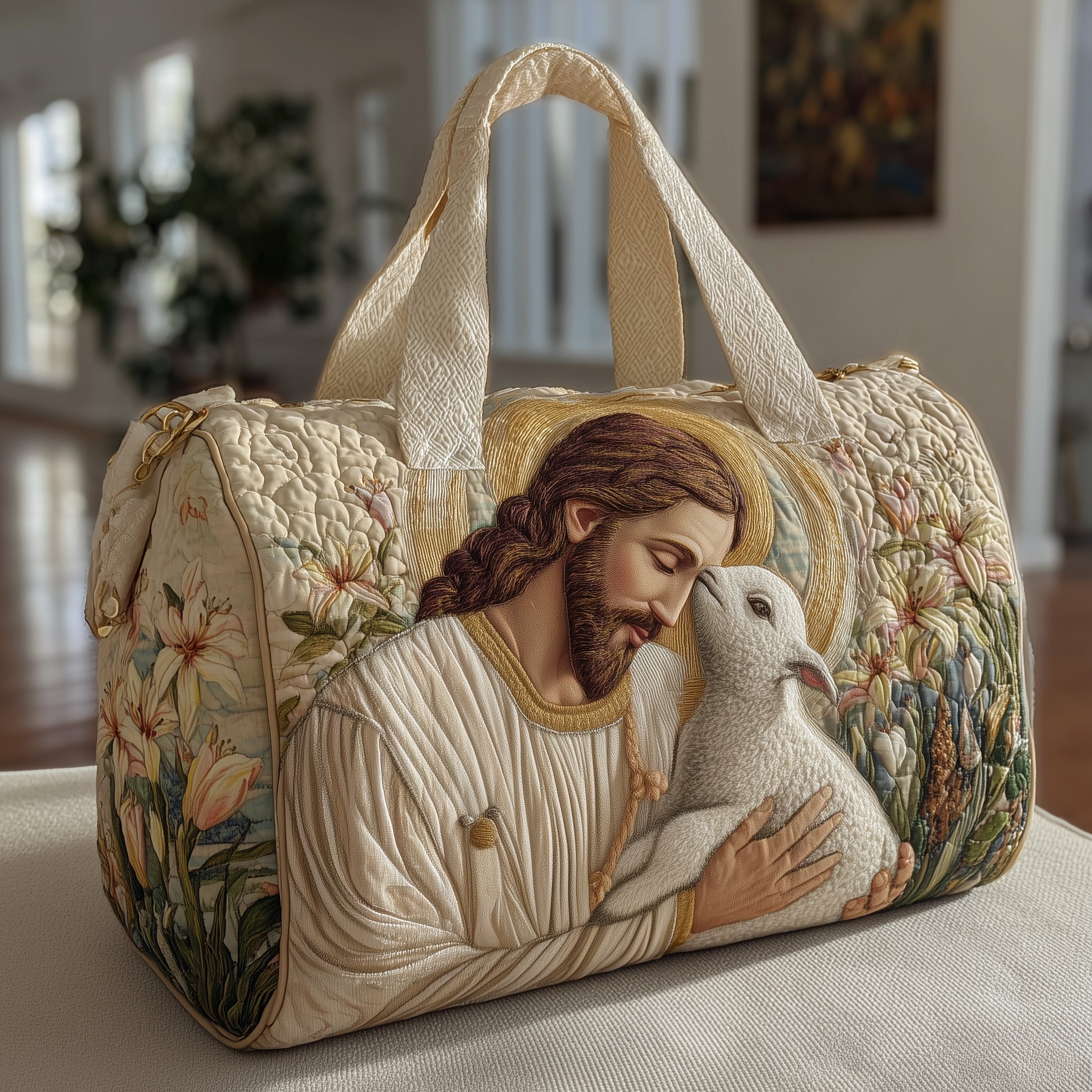 Jesus Quilted Duffle Bag For Daily Commute