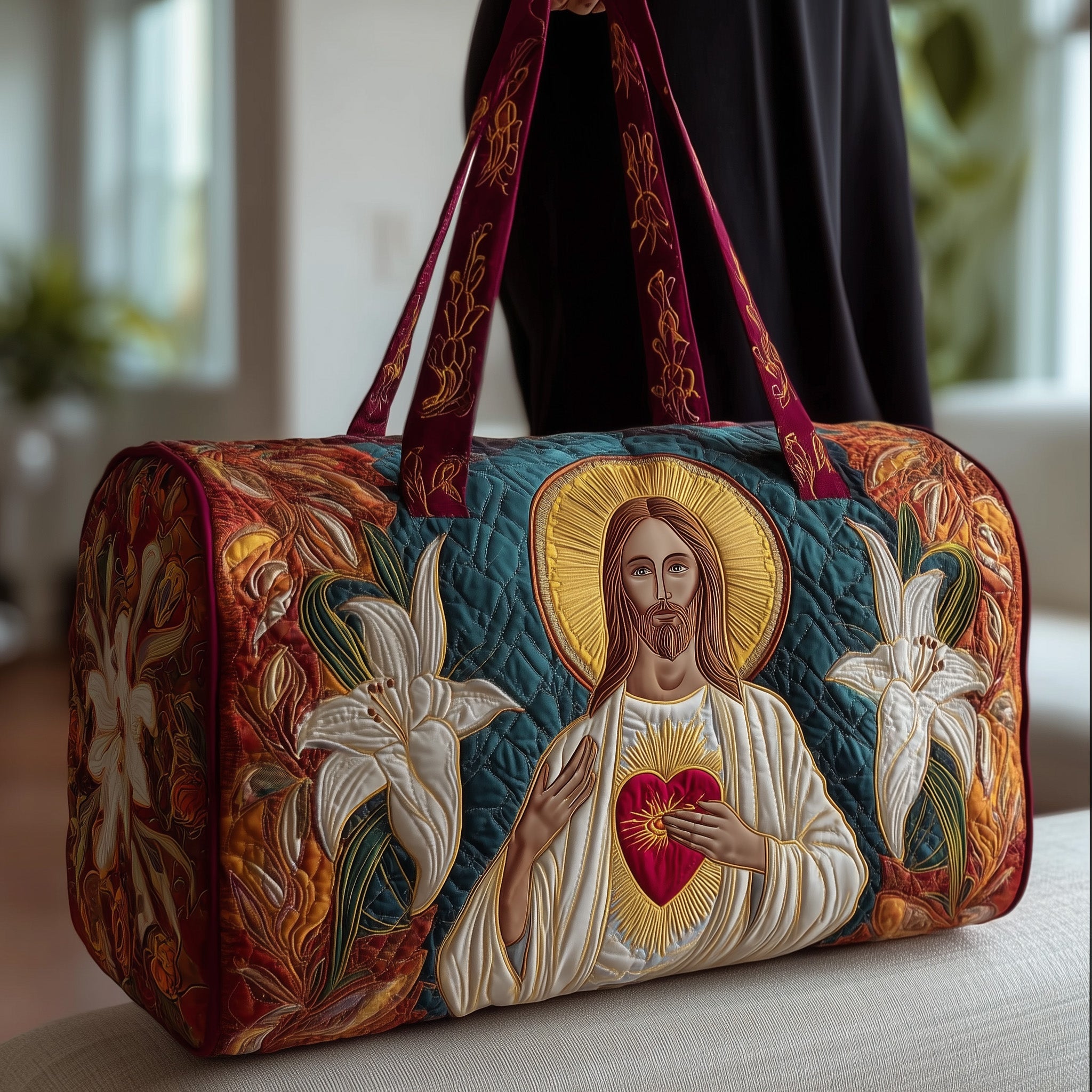 Jesus Quilted Duffle Bag For Weekend Trips