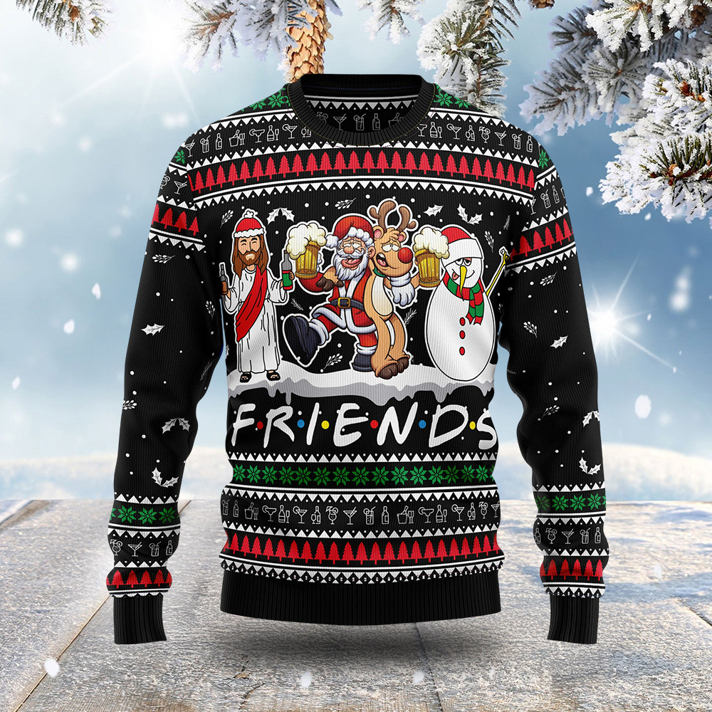 Jesus Santa And Friends Ugly Christmas Sweater Christmas Apparel Presents For Him