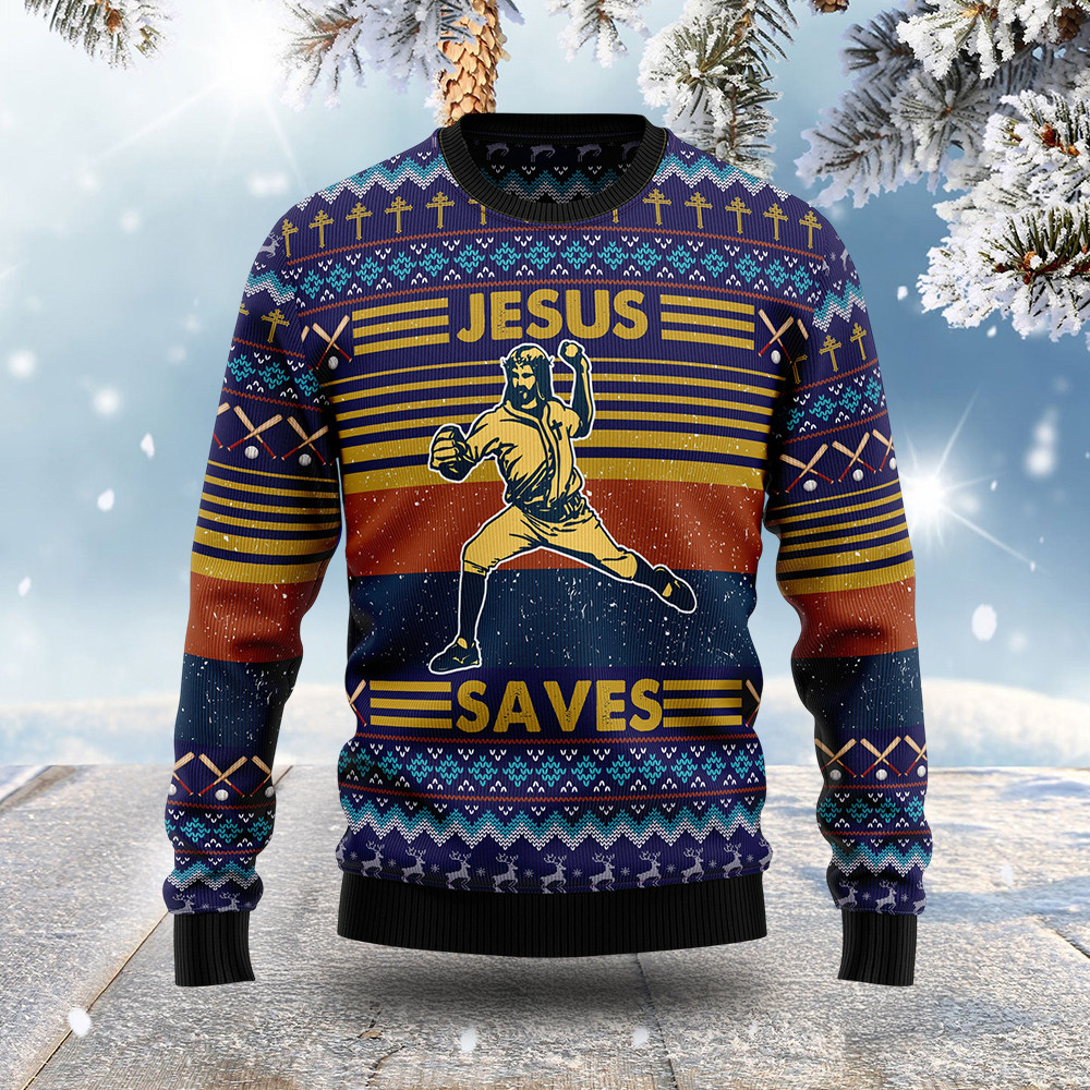 Jesus Save Ugly Christmas Sweater Christmas Apparel Religious Christmas Gifts