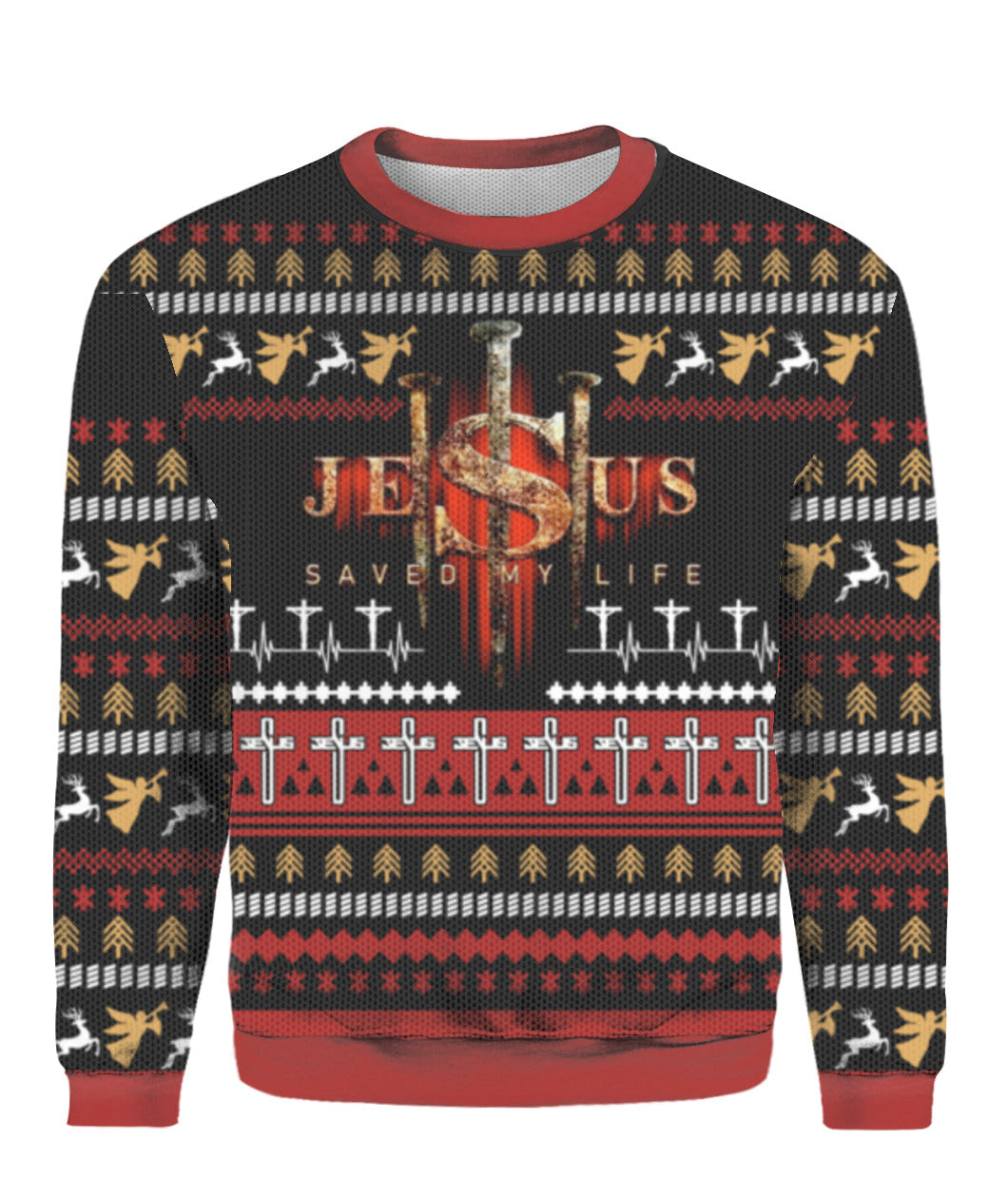 Jesus Saved My Life Ugly Christmas Sweater Best Faith Apparel Xmas Gifts For Christians