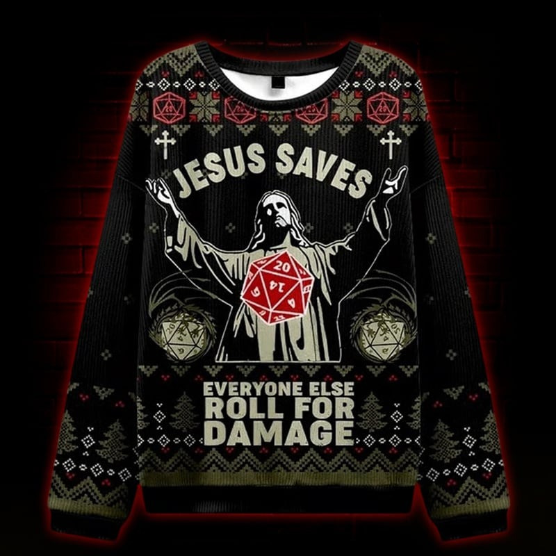 Jesus Saves Ugly Christmas Sweater Funny Xmas Apparel Catholic Gifts For Believers