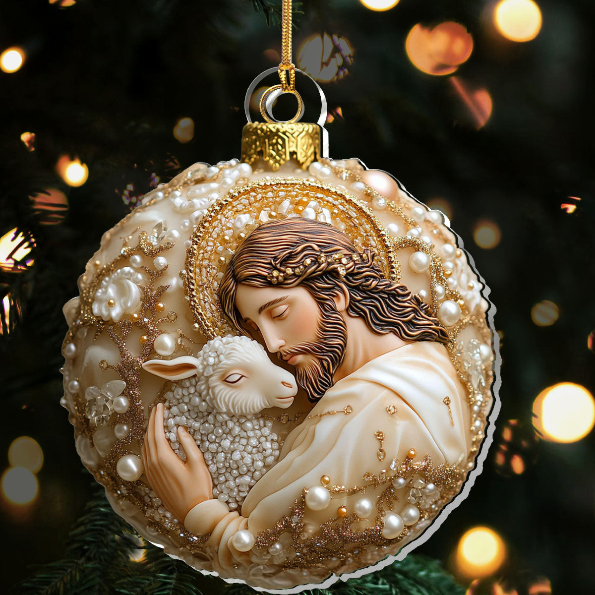 Jesus The Good Shepherd Acrylic Christmas Ornament Xmas Decor Unique Christian Gifts