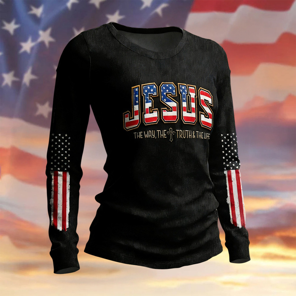 Jesus The Truth The Way The Life Long Sleeve Shirt Independence Day Apparel Christian Gift