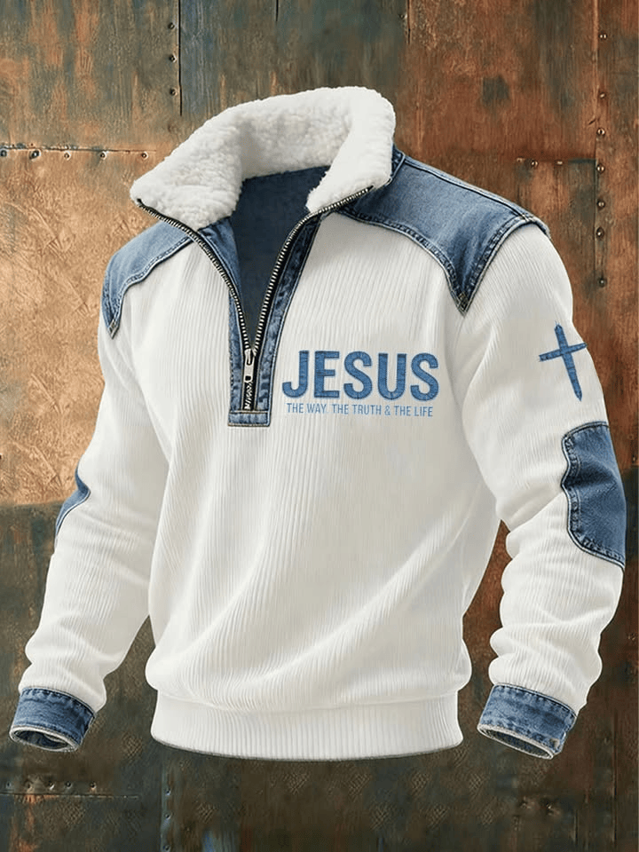 Jesus The Way The Truth And The Life Fur Collar Sweatshirt Christian Apparel Gifts For Him