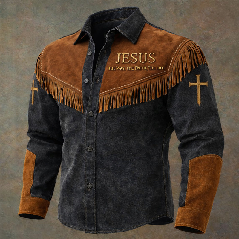 Jesus The Way The Truth The Life Button Up Long Sleeve Shirt Faith Based Apparel Gift For Husband