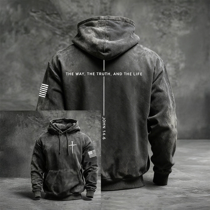 Jesus The Way The Truth The Life Cross Hoodie Faith In Jesus Apparel Christian Gift For Dad